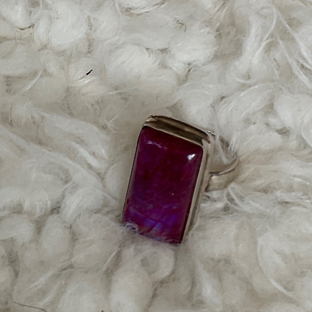 Sterling Silver Big Natural Ruby Ring. - image 1